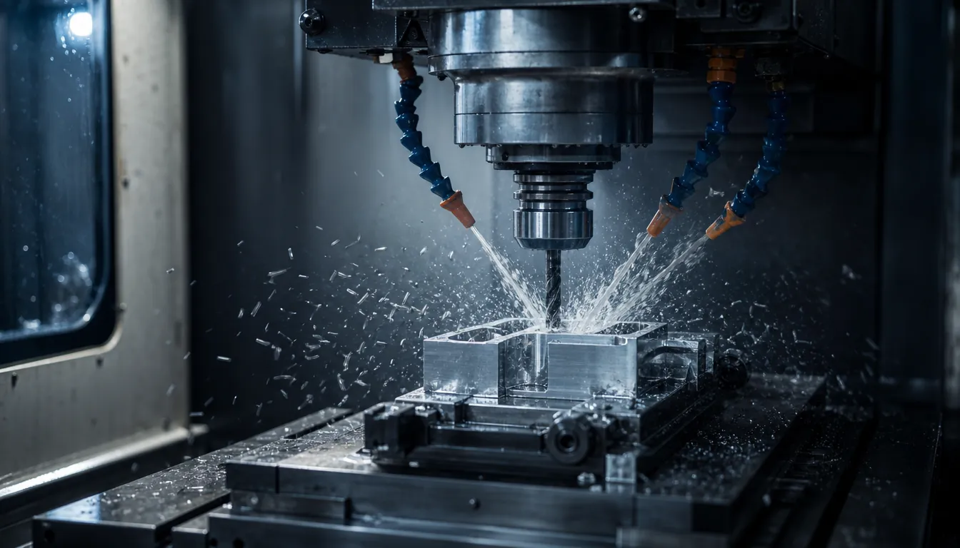 CNC machining centre cutting aluminium