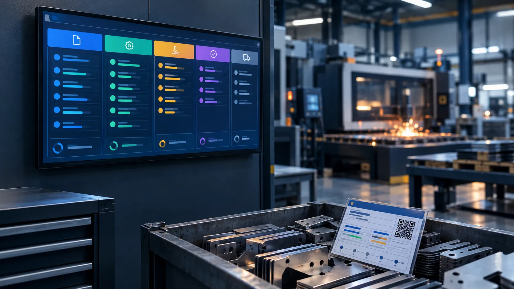 Job tracking dashboard on the workshop floor